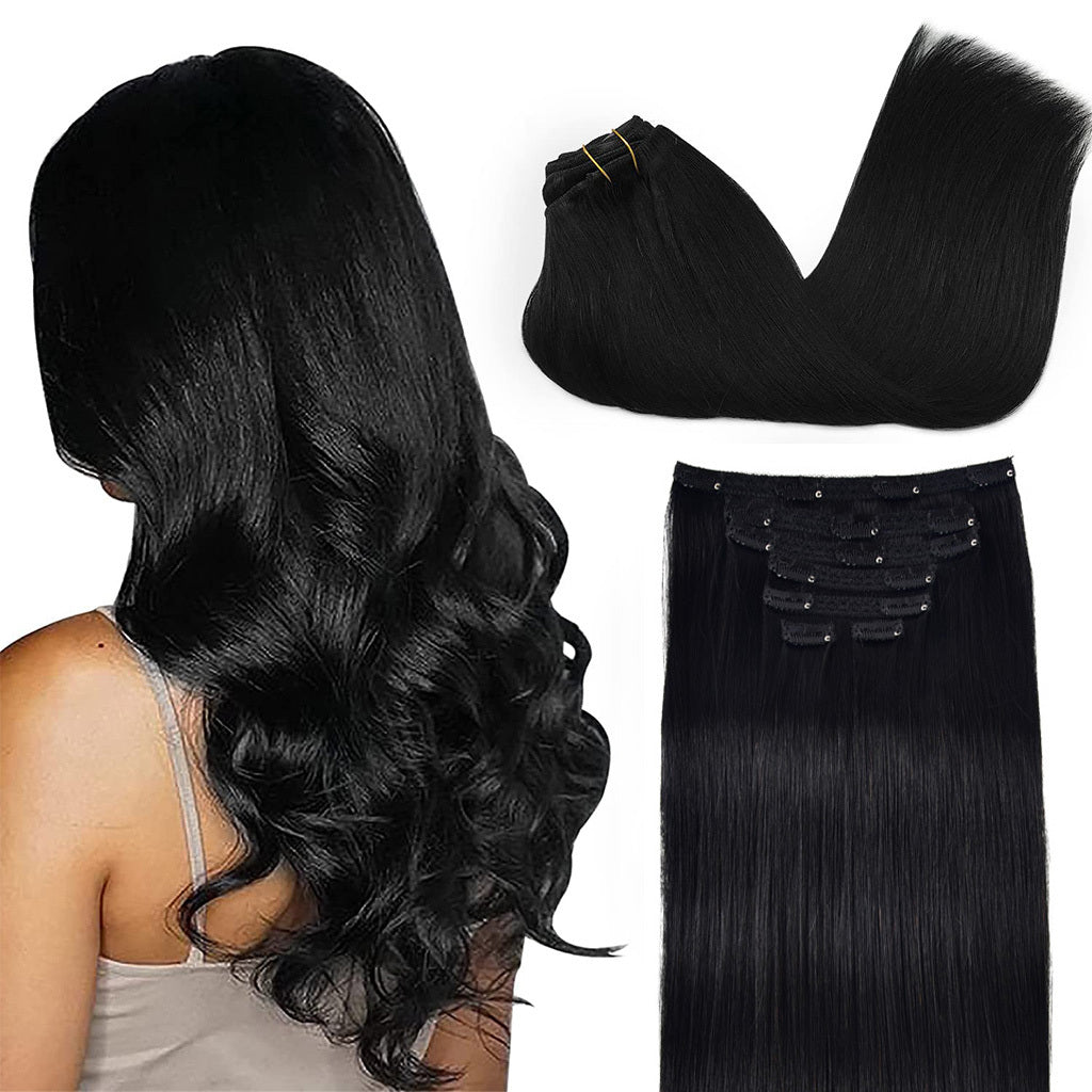 Clip in Hair Extensions Remy Human Hair Clip in Human Hair Natural Straight Clip in Extensions Full Head 7pcs 2.47 oz Long Straight Real Hair